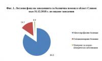 Фиг. 1. Леглови фонд на заведенията за болнична помощ в област Сливен към 31.12.2018 г. по видове заведения
