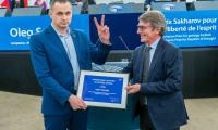 Олег Сенцов, носител на наградата „Сахаров“ за 2018 г. и Давид Сасоли, председател на ЕП 