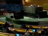 Кадър от гласуването в Общото събрание на ООН