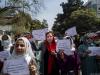 Afghan women during a demonstration demanding better rights in front of the former Ministry of Women Affairs in Kabul ©AFP/BULENT KILIC 