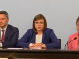 Корнелия Нинова говори на пресконференция на БСП на "Позитано" 20