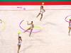 Ансамбълът на България представя съчетанието с 3 с ленти и 2 топки на 39-ото Световно първенство по художествена гимнастика в София, 18 септември 2022 г.