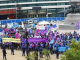 Протест на КНСБ и КТ "Подкрепа" с искане за увеличаване на доходите и заплатите.
