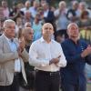 Румен Радев на Рожен, където на 111-метров пилон се издигна българското знаме