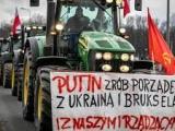 По време на демонстрация във вторник фермерите в Горжички, Южна Полша, издигнаха транспарант, на който пишеше: "Путин, възстанови реда в Украйна, Брюксел и нашето правителство"